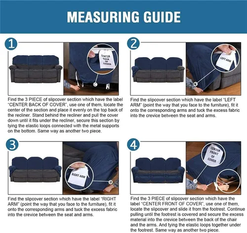 Vista 6 de Fundas elásticas de 8 piezas para sillón reclinable, de terciopelo de lujo, para sofá reclinable de 3 cojines, funda para sofá reclinable súper