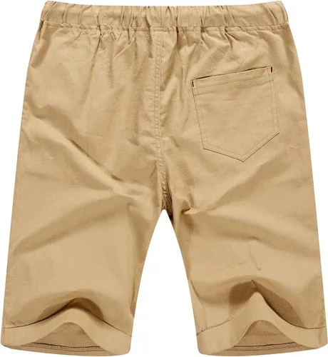Vista 23 de Sailwind Pantalones cortos de lino para hombre, pantalones cortos casuales de playa con cordón