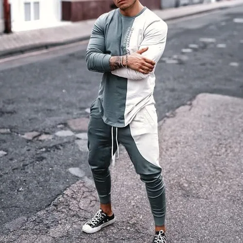 Vista 2 de Conjunto deportivo de 2 piezas para hombre, sudadera casual de manga corta