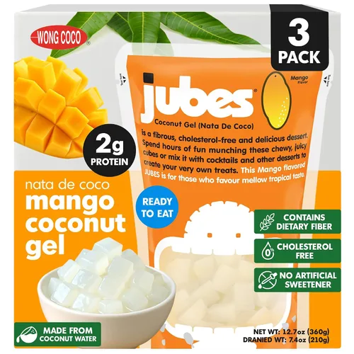Vista 13 de Jubes Grape Nata De Coco Jelly Cubes 12.7 oz – Cubos de jalea de coco de uva para sagú – Gel de coco en ingredientes de jarabe para té de frutas