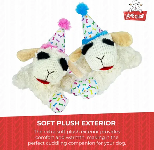 Vista 6 de Multipet Lamb Chop Juguete de Peluche para Perros - Juguete Chirriante para Todos los Perros - Peluche Extra Suave - Animal de Peluche