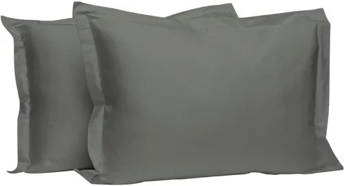 Vista 33 de Juego de 2 fundas de almohada de 100 % algodón puro, tamaño King, color plateado, lujosas fundas de almohada de algodón de fibra larga de 400 hilos