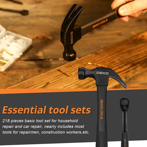 Vista 5 de DEKOPRO Kit de herramientas manuales para el hogar general de 218 piezas, juego de herramientas profesionales de reparación de automóviles