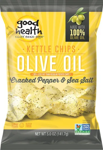 Vista 2 de Good Health chips de patatas de aceite de oliva, estilo hervido.