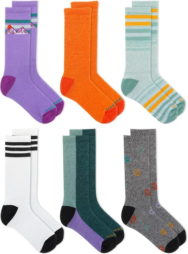 Vista 2 de Merrell Kids Everyday Half Cushion Crew Socks - 6 Pair Pack - Reinforced Heel and Toe