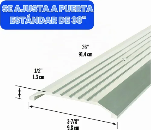 Vista 2 de MD Building - Umbral de perfil plano, comercial, plateado, 3-7/8 pulgadas x 36 pulgadas