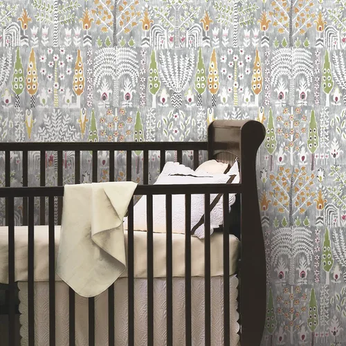 Vista 7 de RoomMates RMK12370PL - Papel pintado persa Ikat para despegar y pegar, gris, verde, amarillo, blanco