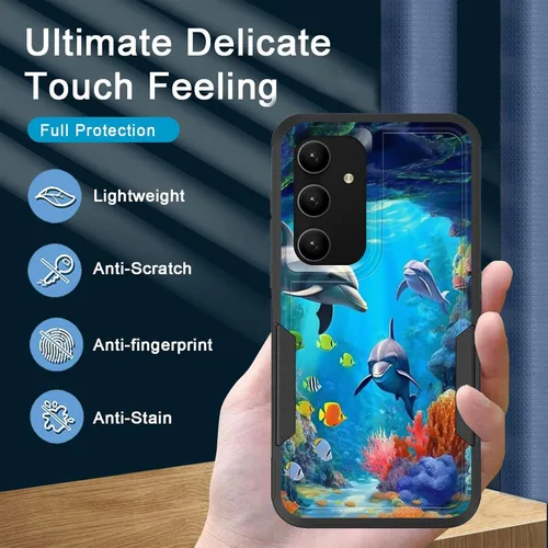 Vista 122 de Funda para Galaxy A14 5G, resistente de doble capa híbrida de policarbonato duro, goma suave, a prueba de golpes, funda protectora resistente