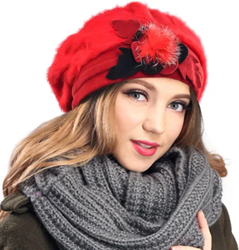 Vista 12 de VECRY - Gorro 100% de lana para mujer, boina de fieltro tipo campana, gorro de vestir para invierno