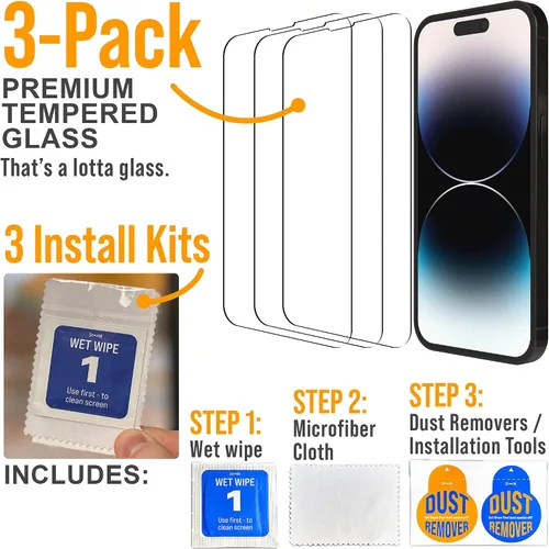 Vista 17 de Scooch Protector de pantalla 5 en 1 para iPhone 11 (paquete de 3) con protector de lente de cámara (paquete de 2) vidrio templado 9H de alta