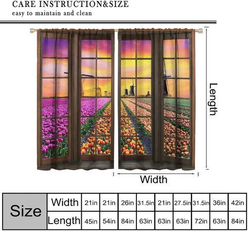 Vista 84 de Cortinas de paisaje, ventana 3D, primavera, bosque, vida silvestre, paisajes de naturaleza, dormitorio, sala de estar, cortinas térmicas opacas de 2