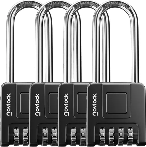 Vista 13 de Candado de Combinación de Grillete Largo de 2.76 Pulgadas para Exteriores e Interiores Resistente, Resistente a la Intemperie, Seguridad de 4
