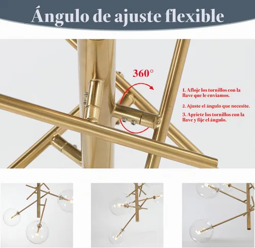 Vista 4 de KCO Lámparas Sputnik modernas de iluminación con 6 luces de burbujas de luz para iluminación de globo de vidrio transparente, lámpara de techo