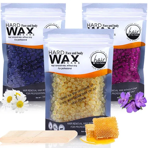 Vista 8 de 12 cuentas de cera dura para depilación, cuentas de cera para depilación facial y cuerpo, cuentas de cera en casa con palos, kit de cera para todo