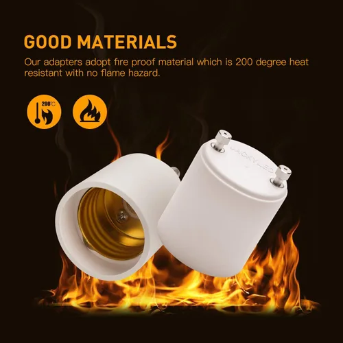Vista 2 de Paquete de 2 adaptadores JACKYLED GU24 a E26, hasta 392 ℉ resistentes al