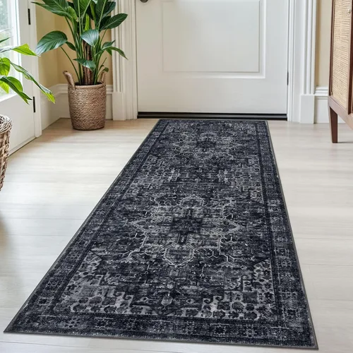 Vista 55 de SIILOOM Alfombra lavable de 2 x 3 pies, alfombra suave color taupe ceniza para entrada, tapete antideslizante para puerta de interior, tapete