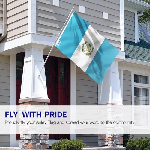 Vista 2 de Anley Fly Breeze - Bandera de Guatemala de 3 x 5 pies, color vivo y a prueba de decoloración, cabecera de lona y doble costura, banderas