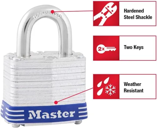Vista 9 de Master Lock 5T - Candado para exteriores con llave, paquete de 2 unidades, color plateado
