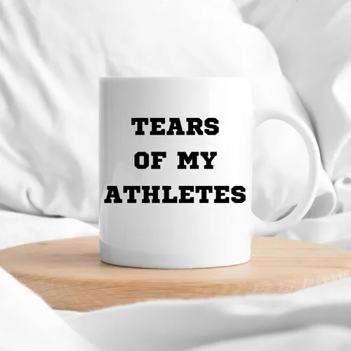 Vista 3 de Teegarb Letter Blanket Funny Sarcastic Saying My Tears of My Athletes - Taza cilíndrica de cerámica de 11 onzas, color blanco, moderna, para regalo