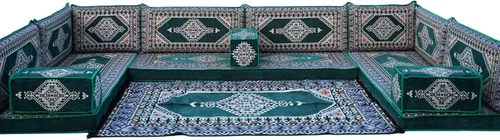 Vista 16 de arabicsofa Verde Juego de Asientos de Suelo Orientales Hechos a Mano – Sofá de Suelo Tradicional con Respaldo