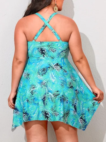 Vista 5 de NIeyook Traje de baño de talla grande para mujer, con control de abdomen, tankini de 2 piezas con pantalones cortos