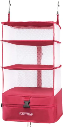 Vista 50 de TABITORA - Estantería portátil y plegable de gran capacidad con ganchos para colgar, ideal como almacenamiento para viajes