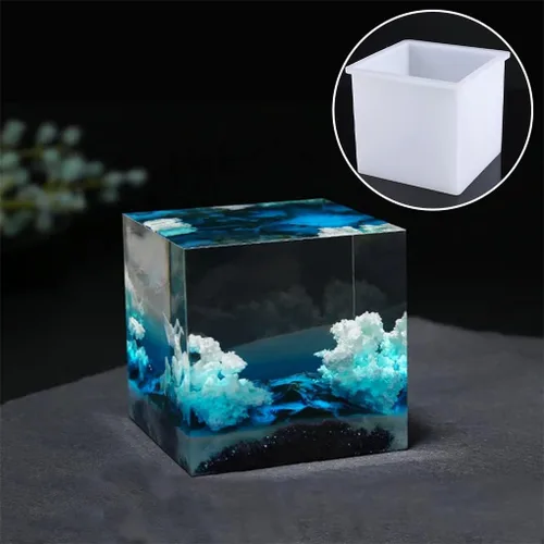 Vista 3 de Molde de resina cuadrado de 3 pulgadas, molde de silicona de cubo grande para fundición de resina, moldes epoxi transparentes para decoración