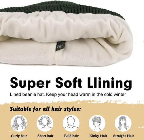 Vista 2 de Wmcaps Gorro de invierno para hombres y mujeres, gorro de punto suave y cálido con forro polar