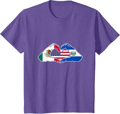 Vista 61 de Corazón manos México, El Salvador y Estados Unidos. Camiseta, Negro