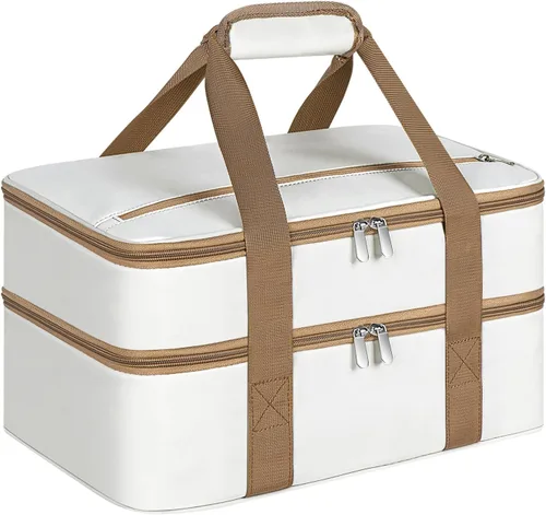 Vista 12 de Porta cacerolas aislado, porta ollas portátil para alimentos calientes o fríos, bolsa de lasaña para almuerzo para fiestas de comida, se adapta a
