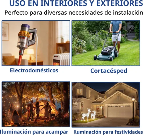 Vista 7 de Cable de extensión de 50 pies para exteriores/interiores con Amarillo