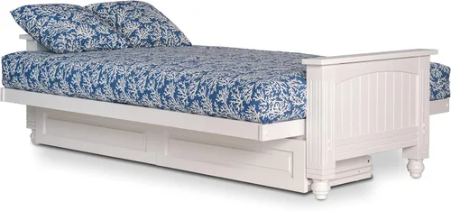 Vista 3 de Marco de madera para futón de madera con cajones de almacenamiento de cabaña blanca - Full