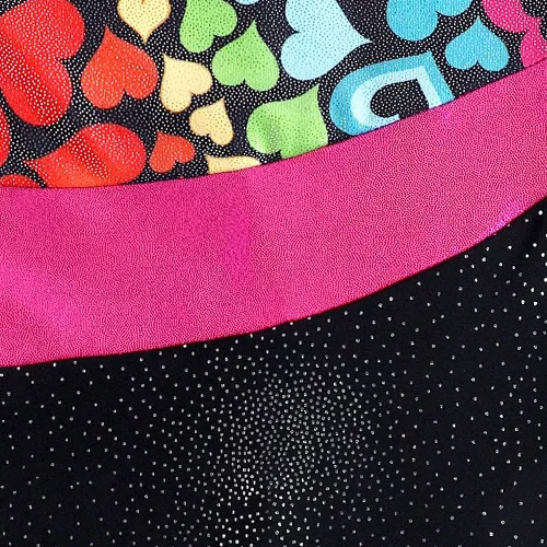 Vista 4 de Leotardo de gimnasia con shorts para niñas, sin mangas, para ciclismo, con diseño de mariposas y flores con brillo, color negro y rosado intenso