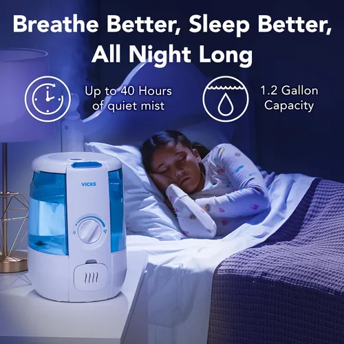 Vista 2 de Vicks CoolRelief - Humidificador de niebla fría, vaporizador de habitación pequeña a mediana para bebés, niños, adultos, 1.2 galones