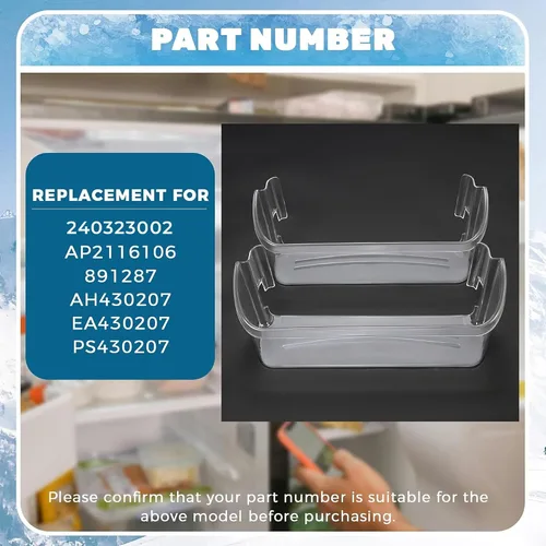 Vista 5 de HECASA 240323002 Estante de puerta de refrigerador (inferior) compatible con Frigidaire Kenmore refrigerador AP2116106 891287 AH430207 EA430207