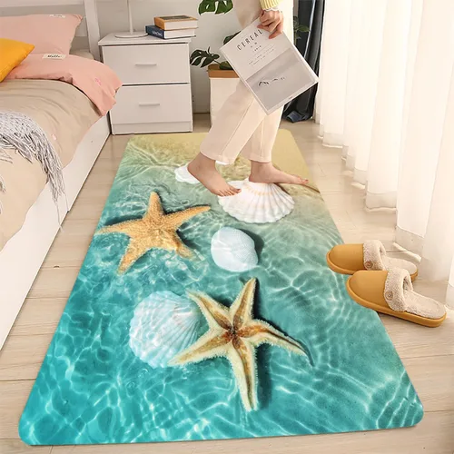 Vista 5 de LYFANS Alfombras de baño de espuma de esponja absorbente suave para baño y cocina (23.5 x 59 pulgadas), tapete de franela antideslizante brillante