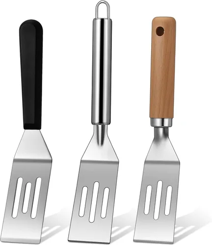 Vista 10 de Patelai Paquete de 5 espátulas pequeñas, mini espátula para servir y voltear, espátula para brownies, para servir y voltear, para cocinar Agarradera