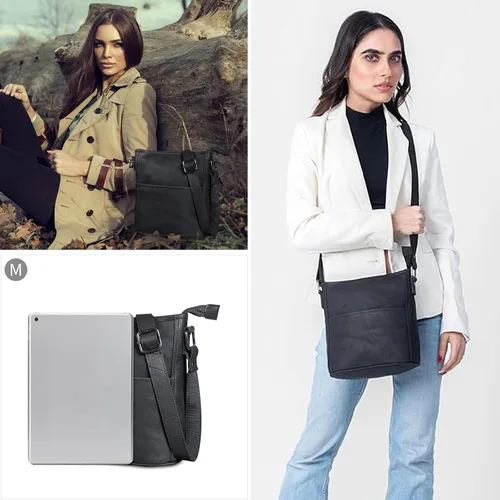 Vista 6 de LEABAGS Bolso bandolera de cuero - Bolso vintage de cuero genuino de búfalo - Bolso de mensajero de hombro para hombres y mujeres Maletín Atenas