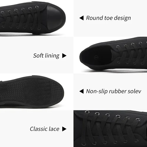 Vista 2 de yageyan Zapatos bajos de lona para hombre Zapatillas casuales clásicas Zapatos de moda en blanco y negro