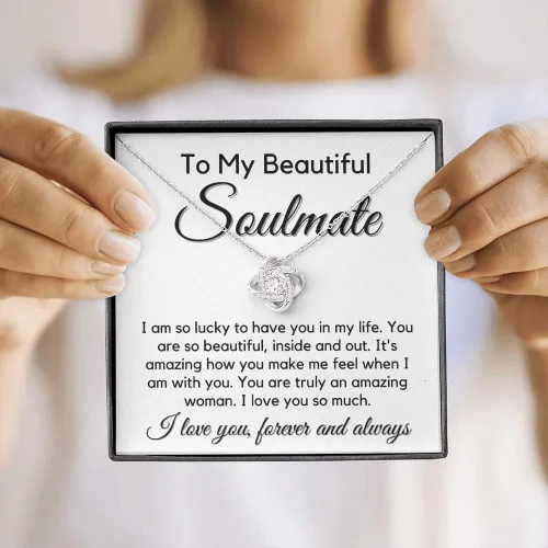 Vista 5 de Collar con nudo de amor para mi alma gemela - My Lovely Wife, regalos para novia, regalos románticos para ella de marido a esposa, día de San