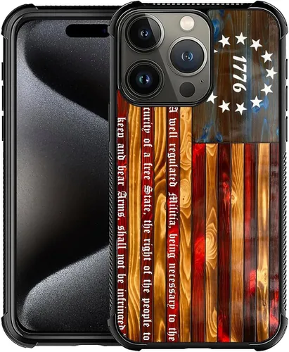 Vista 353 de Funda compatible con iPhone 8, a prueba de golpes, antiarañazos, bandera de ciervos de cola blanca de grano de madera estadounidense