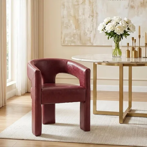 Vista 10 de Modernas sillas de comedor, silla de sherpa tapizada de terciopelo con respaldo, silla de tocador Boucle ensamblada cómoda para cocina, comedor