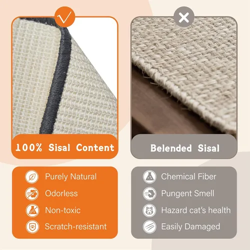 Vista 5 de Cama rascador de sisal extra grande para gatos de interior, poste rascador natural de 25 pulgadas para gatos con hamaca resistente marco de madera
