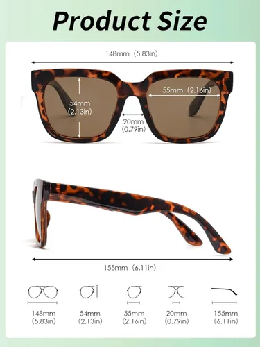 Vista 6 de GLINDAR Gafas de sol polarizadas cuadradas retro para mujeres y hombres UV400