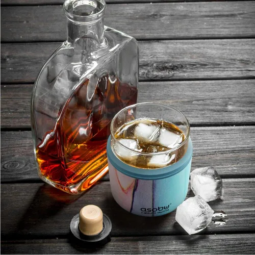 Vista 6 de asobu Vaso de whisky con funda aislada de acero inoxidable, 10.5 onzas (Rosa Aqua)