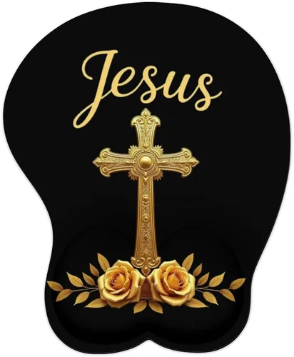 Vista 24 de Mousepad Blessed Religious Cross Ergonomic Wrist Support Non-Slip Base Mouse Mat with Wrist Rest Computer Mousemat for Desk Work Accessories Pad