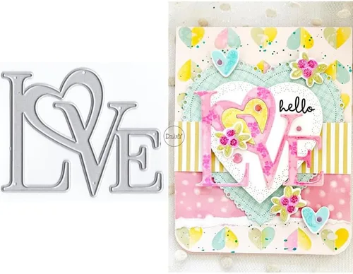 Vista 5 de DzIxY Happy Birthday Abrazos Palabras Troqueles de corte de metal para hacer tarjetas, kit de papel de relieve, troquelados, plantillas de máquina