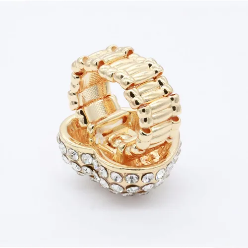 Vista 2 de Lavencious Anillos elásticos con diamantes de imitación en forma de corazón para mujer, talla 7-9