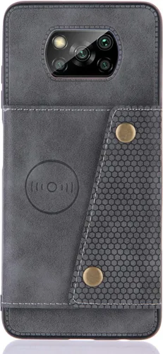 Vista 8 de Funda con tarjetero para Xiaomi Poco X3/X3 NFC/X3 Pro, parte trasera con piel sintética plegable doble hebilla multifunción bolsa para tarjetas