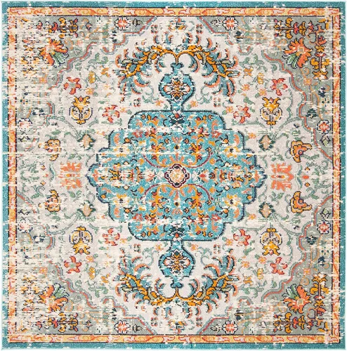 Vista 47 de SAFAVIEH Colección Madison MAD447B - Tapete bohemio con medallón antiguo y elegante, no desprende pelusa, para la sala, dormitorio, comedor